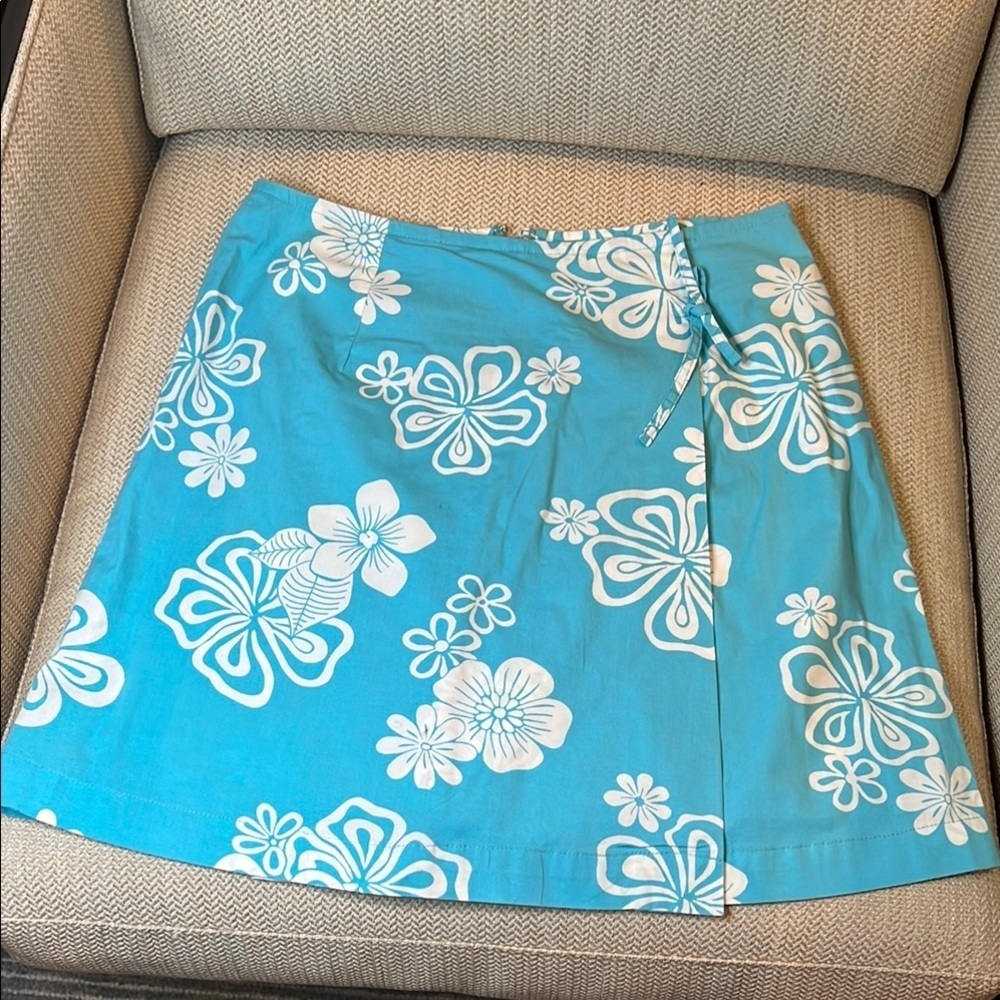 White Stag Blue and White Skort with Floral Design